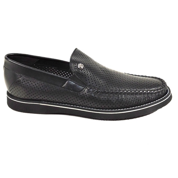 CASADEI 🇮🇹 MEN'S BLACK SOFT LEATHER COMFORT SUMMER LOAFERS - Picture 4 of 8
